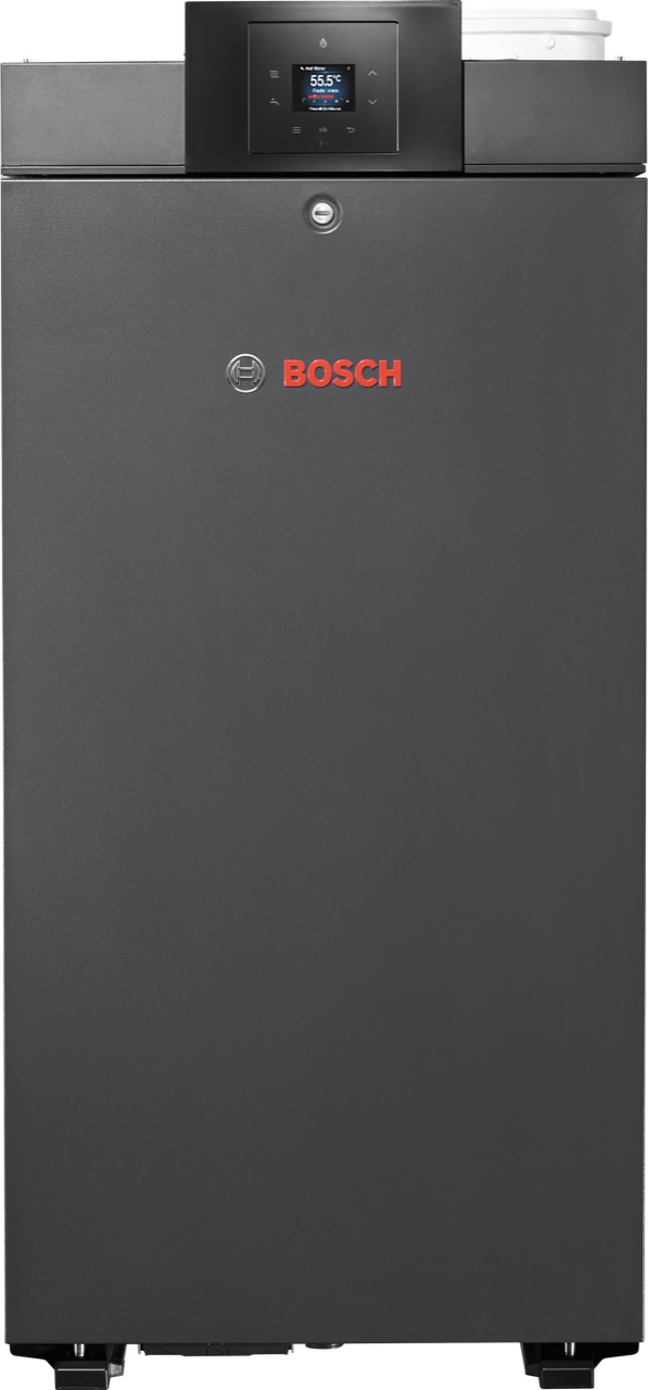 Gas-Brennwertgerät von Bosch, geschlossene Front im Technikraum